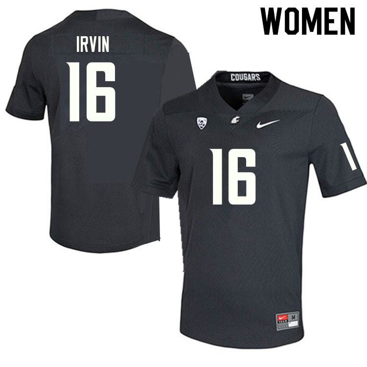 Women #16 Chris Irvin Washington State Cougars College Football Jerseys Sale-Charcoal